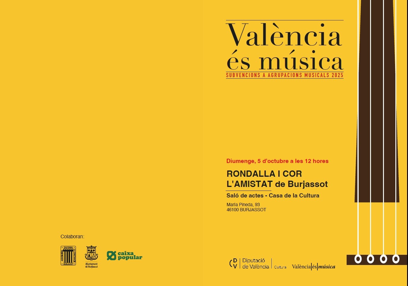 La Casa de Cultura acoge una nueva actuación de la Rondalla y Coro “La Amistad” dentro de la campaña ”València és música 25”